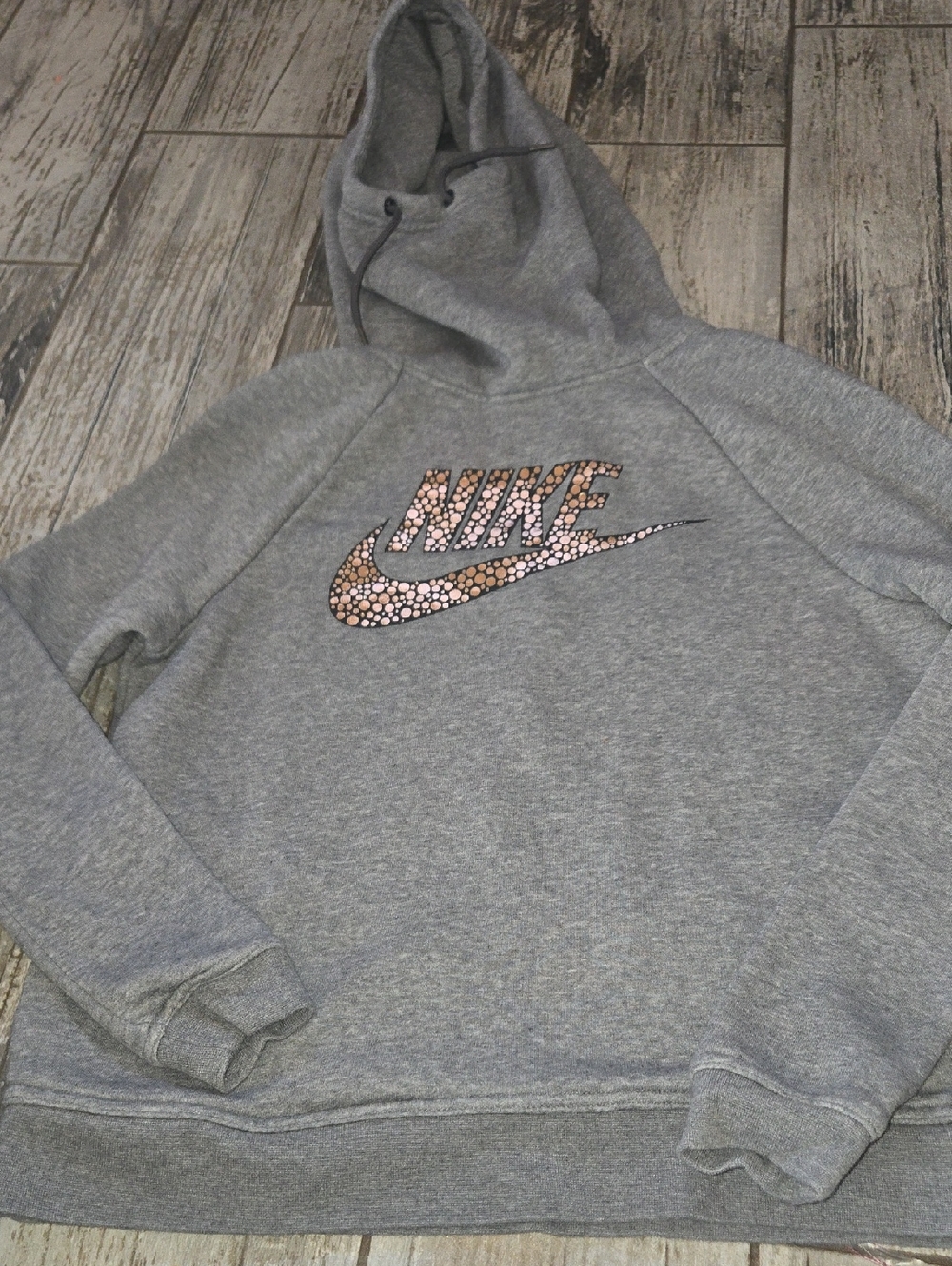 Nike Grey Hoodie with Metallic Spotted  Swoosh